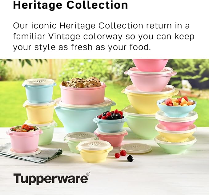 Tupperware Heritage Collection 7.6 Cup Cookie Canister, Vintage Light Pink Color, Dishwasher Safe and BPA Free Container (1.8 L)