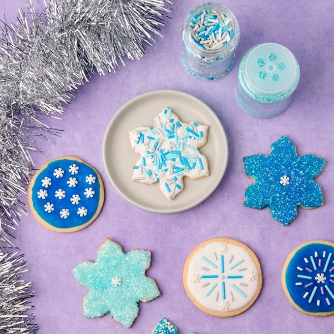 Sweets Indeed Winter Sprinkle 4-Pack – 10.90 oz | Blue Sugar Crystals, Shimmer Snowflakes, Winter Jimmies & Nonpareils | Frozen-Inspired Christmas & Holiday Baking Decorations