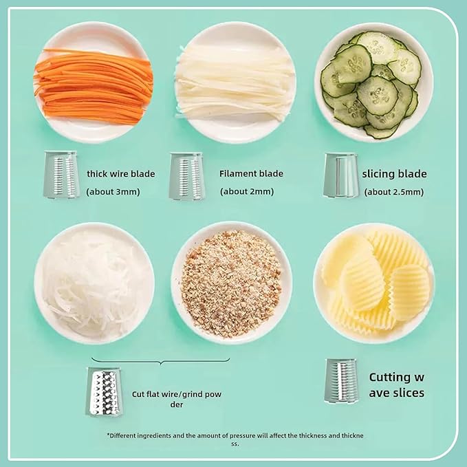 Sakesfor 5 In 1 Food Chopper,2025 New Sakesfor 5 In 1 Rotary Cheese Grater Vegetable Slicer,5 in 1 Hand Crank Food Chopper,Easy To Clean Kitchen Gadgets(White)
