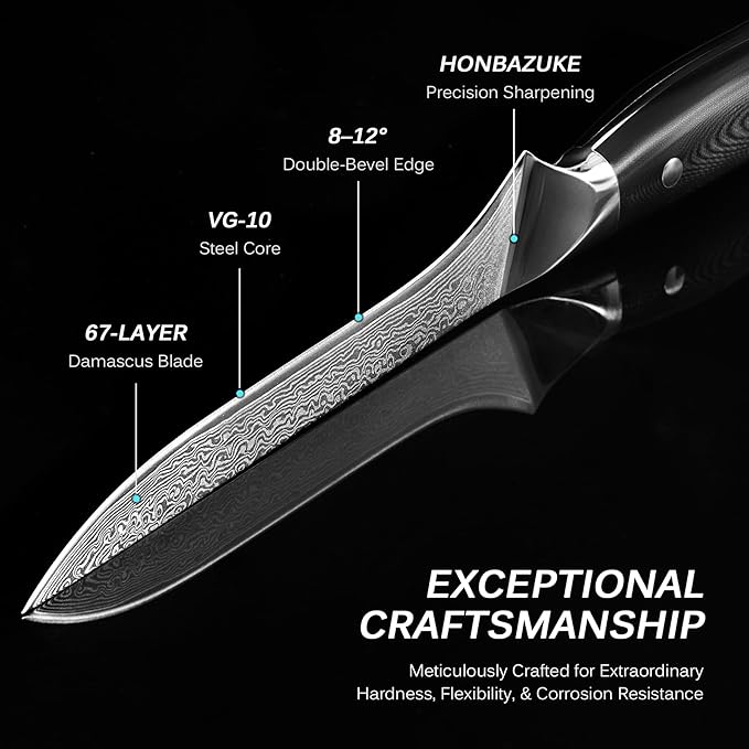 KYOKU Boning Knife - 7" - Shogun Series - Japanese VG10 Steel Core Forged Damascus Blade - with Sheath & Case