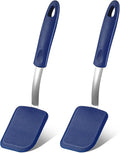Silicone Cookie Spatula Turner 2 Pack Mini Brownie Spatula Flexible Kitchen Small Silicone Turner for Nonstick Cookware Heat Resistant No Scratch Flipper for Egg Pancake(Blue)