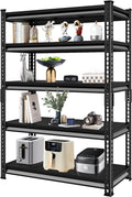 Adjustable Shelving Units and Storage, 40”W Garage Shelving Heavy Duty,2000LBS Loads 5-Tier Garage Storage Shelves, Metal Shelves for Living Room,Pantry,40”W×18”D×72”W,Black