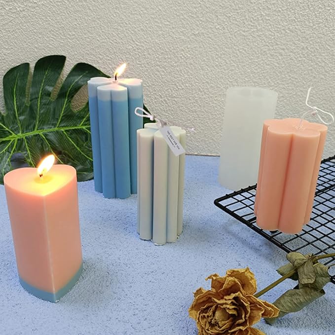 Love Cylinder Silicone Candle Mold, Pillar Candle Mould Fondant Chocolate Cake Tool for Soap, Crayon, Wax, Plaster,Polymer Clay