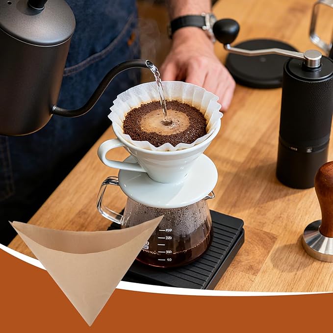 200 Pcs Pre-Folded Unbleached Coffee Filters, Brown Square Disposable Paper Pour Over Coffee Filter, 5-13 Cups Drip Percolator Coffee Filters, Filter for Pour-Over Coffee Makers Home Office