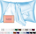 Mulberry Silk Pillow Cases Queen Size with Hidden Zipper, Ultra Smooth and Soft Breathable Cooling Silk Satin Pillowcase for Hair and Skin, Gifts for Women Men (Sky Blue, 20x30 Inches, 1 Pack)