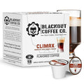 BLACKOUT COFFEE CLIMAX Amaretto, Irish Cream & Kahlua Flavored Coffee Pods – Premium Arabica, Smooth Taste, Guilt-Free Indulgence – 18 Count Single Serve Coffee Pods, American Made