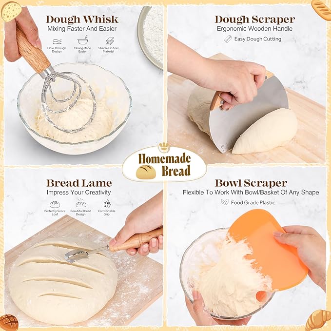 Sourdough Starter Kit, Sourdough Bread Baking Supplies, Sourdough Kit for Modern Home and Kitchen, Sourdough Bread Basket, Sour Dough Kit, Bread Making Tools Kit Gifts for Bakers Women Wife Mom