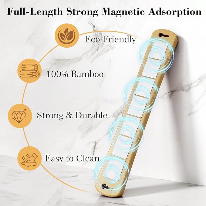 Magnetic Knife Holder for Wall, 12 Inch Bamboo Strong Magnetic Knife Strip, Small Kitchen Storage Space Savers, Rv Apartment Farmhouse Accessories Organizer, Housewarming Gifts for New Home