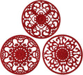 Extra Thick Silicone Trivet Mat for Hot Dishes, Hot Pots and Pans, Pot Holder, Hot Pad to Portect Your Table and Countertop, Kitchen Decor and Accessories,Merlot Red,Set of 3