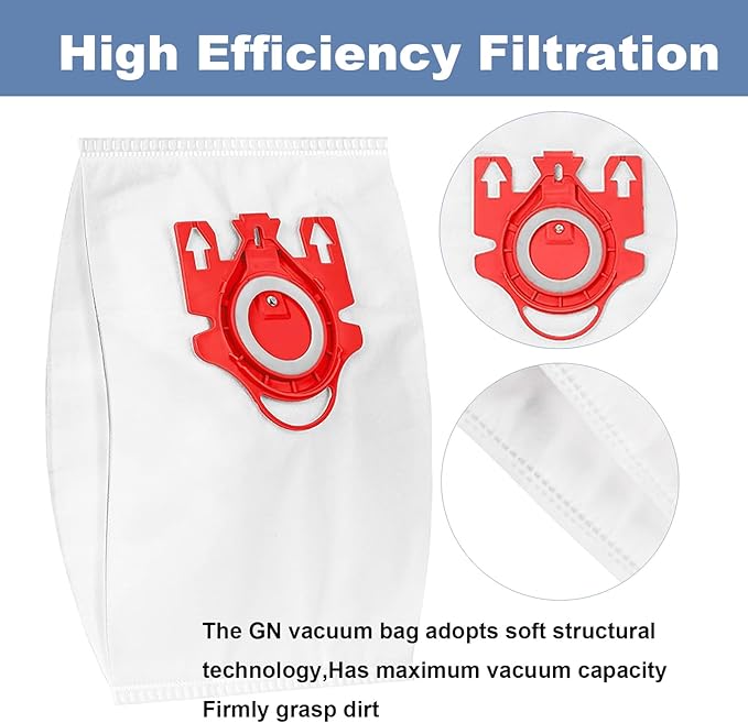 24 Pack 3D Airclean Vacuum Bag Replacement for Miele FJM Vacuum Compact C2 Compact C1 Complete C1 S241 S290 S300i S500 S700 S4 S6 Series With 6 Motor Protection Filters 6 AirClean