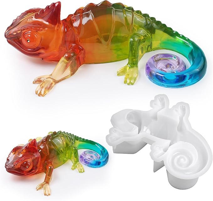 Lizard Animal Cylinder Candle & Resin Mold - Resin Casting Silicone Molds for Home Decor & Candle Making Wave Spiral Mold