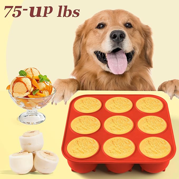 9-Cavity Silicone Frozen Dog Treat Mold for Woof Pupsicle & Power Chewer Pupsicle XL 75 lbs and Up, Reusable Frozen Dog Treat Tray Mold for Pupsicle Toy