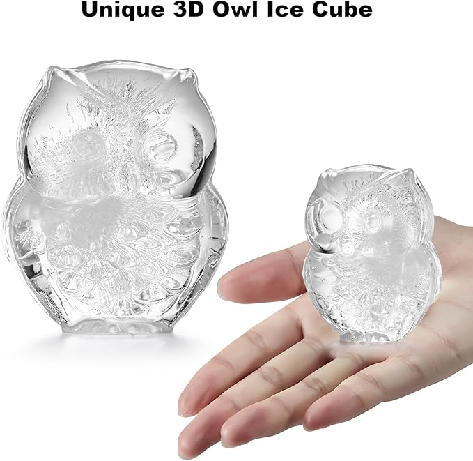 Nax Caki 3D Owl Ice Cube Mold Fun Shapes, Hedwig Owl Gifts for Women & Harry-Potters Movie Lovers, Cute Large Craft Ice Mold, Big Cat Ice Cube Trays for Whiskey Cocktails Bourbon