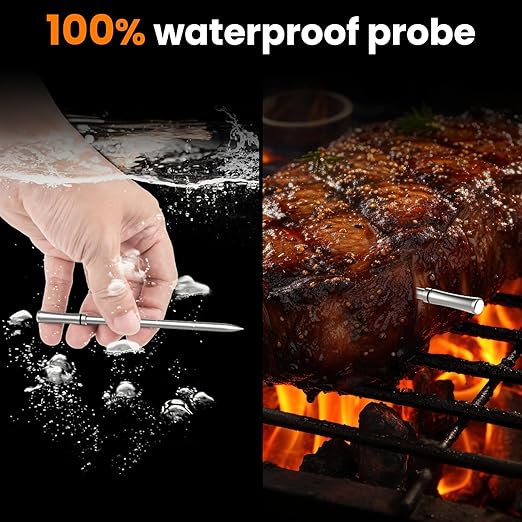 Smart Bluetooth Wireless Meat Thermometer - WiFi Unlimited Range, 6 Sensors with NIST Certified Accuracy, Standalone Base, 2 Probes for Kitchen, BBQ, Grill, Oven, Smoker, Rotisserie