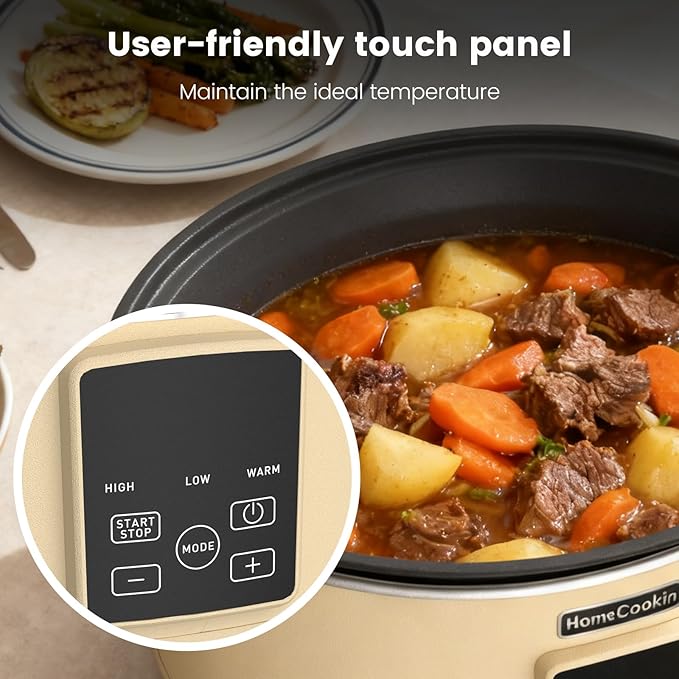 HOMECOOKIN Slow Cooker, Extra Large 10 Quart Digital Programmable Slow Cookers with Timer, Dishwasher Safe Glass Lid & Crock, Kitchen Appliance for Families and Gatherings, Oatmeal