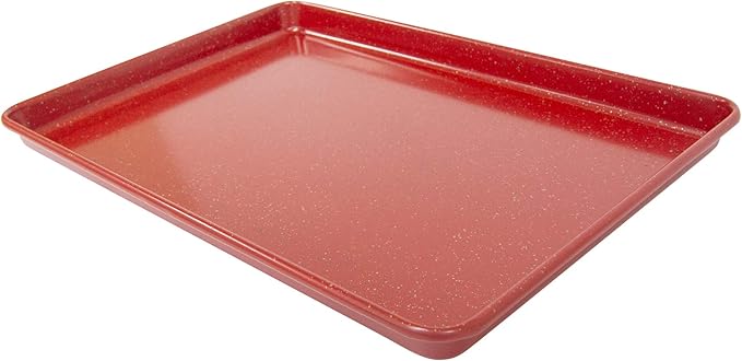casaWare 13 x 9 x 1-Inch Ultimate Series Commercial Weight Ceramic Non-Stick Coating Cookie/Jelly Roll Pan (Red Granite)