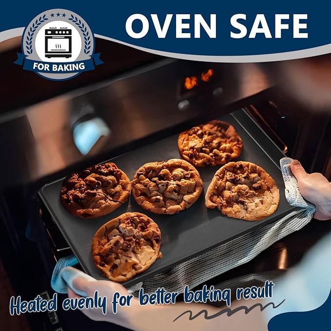 P&P CHEF 16 Inch Baking Cookie Sheet Pan, Carbon Steel Oven Tray, Non Stick Bakeware for Cooking Baking Bread Meat Vegetables, Sturdy & Healthy, Easy Clean, 1Pc