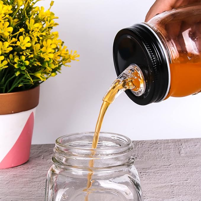 Mason Jar Pour Spouts. free flow Mason Jar Pour Spouts, mason jar for spout regular mouth size 70mm dispenser germination cover. Suitable for any liquid. Leak-Proof 4-Pack + 8 Lid Caps (black)