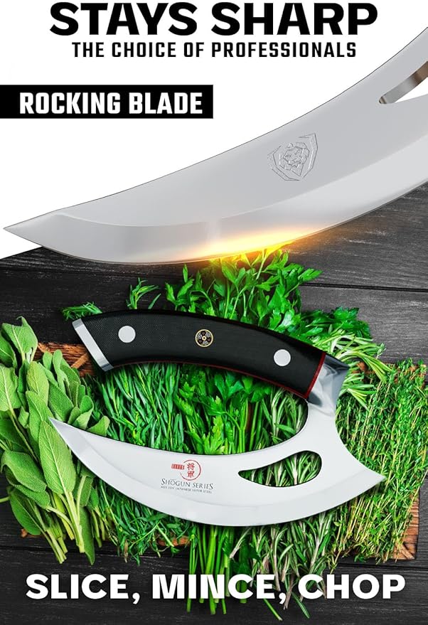 Dalstrong Ulu Knife - 6.5 inch - Rocking, Mincing, Slicing Meat & Herb Knife - Shogun Series Elite - Japanese AUS-10V Super Steel Kitchen Knife - Black G10 Handle - w/Sheath