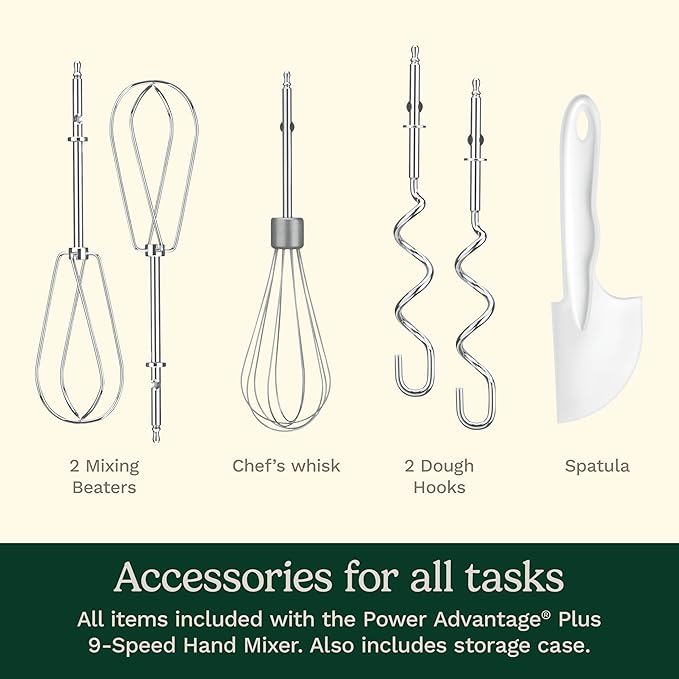 Cuisinart Power Advantage PLUS 9-Speed Hand Mixer, 220W-Motor Hand Blender Electric Mixer with 9 Speed Settings, XL Dishwasher-Safe Beaters, 3 Low Mixing Speeds, Storage Case, HM-90BCS, Brushed Chrome
