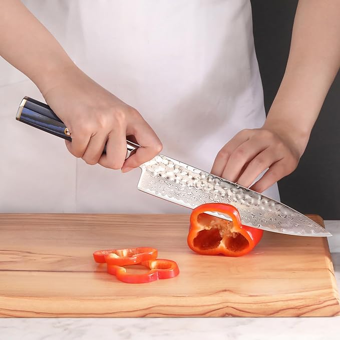 Cangshan KITA Series 8-Inch Chef's Knife with Sheath, High Carbon X-7 Damascus Steel, 501387