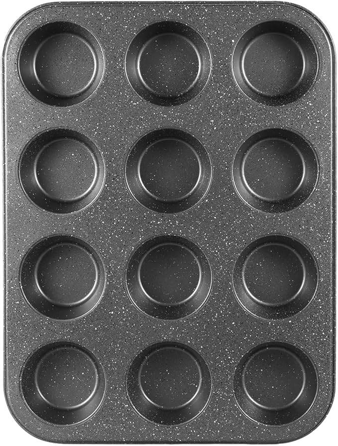 Muffin Cupcake Pan - Nonstick 12-Cup Tin for Baking Cheesecake, Toast Oven Supplies, Non-Stick Tray