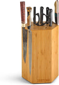 360KB MAX ™ - magnetic rotating knife block - w/top slots, capaciy for 20+ knives - largest in the 360 Knife Block ® family. (Honey Bamboo)