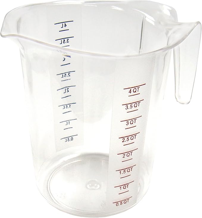 Winco Measuring Cup, Polycarbonate, 4-Quart, Clear
