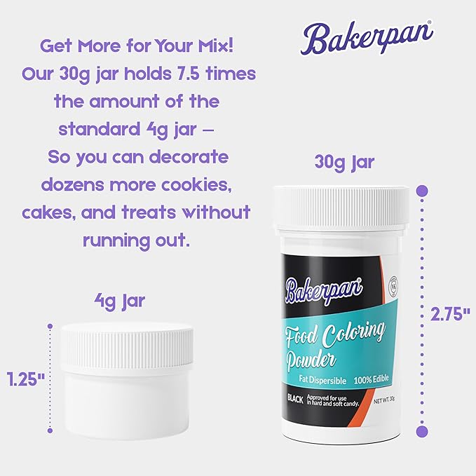 Bakerpan Black Oil-Based Food Coloring Powder - 30 g - Chocolate Food Coloring, Dye-Free Coloring for Candy, Icing, Cakes