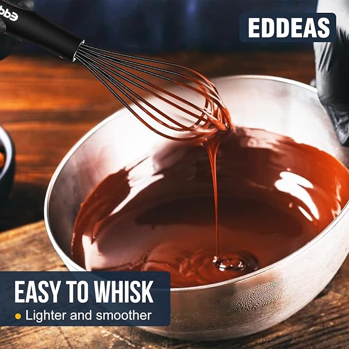 Mini Silicone Whisk, Small Silicone Whisk 7+9in, BPA free Non Scratch Coated Protect your Ceramic Pots and Pan.Perfect for Whisking, Beating, Mixing.Black