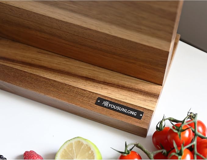 YOUSUNLONG Magnetic Knife Block - Magnetic Knife Holder - Magnetic Knife Stand - Double Sided Magnetic Acacia Wood - Holds 10 inch knives - Large Cutlery Display Stand and Storage Rack