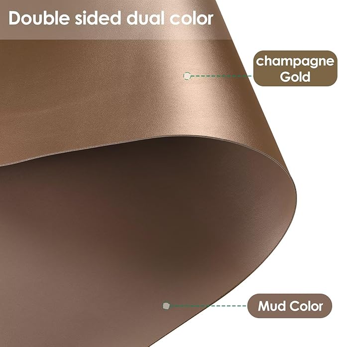 Table Cover Rectangle - 16x36 Inch Waterproof Can Cover Up Defects Protect The Surface of Furniture from Scratches Can Be Used for Dresser Bedside Table(Mud Color+Champagne Gold 16x36)