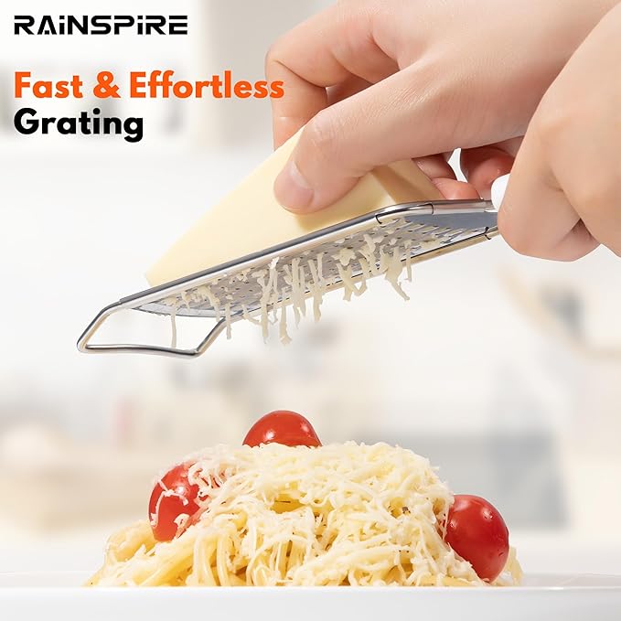 Rainspire Professional Cheese Graters for Kitchen Stainless Steel Handheld, Metal Lemon Zester Grater With Handle For Cheese, Chocolate, Spices, Kitchen Gadgets And Tools, Soft Grip Handle, Pink