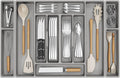 Lifewit Silverware Organizer, Plastic Kitchen Utensil Drawer Tray, Cutlery Flatware Storage Holder for Spoons Forks Knives, 32 x 16 Inches, 12 Compartment, Gray