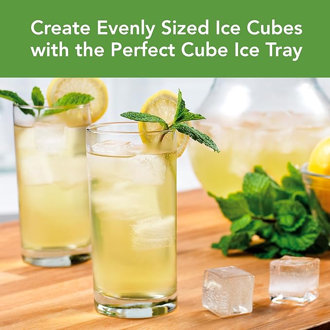 Tovolo Perfect Ice Mold Freezer Tray of 1.25-Inch Cubes for Whiskey, Bourbon, Spirits & Liquor, BPA-Free Silicone, Fade Resistant, Set of 2, Stratus Blue
