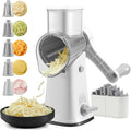 Rotary Cheese Grater Hand Crank, 5 Blades Cheese shredder, Stronger Suction, Easy to Clean for Fruit, Vegetables, Nuts, White