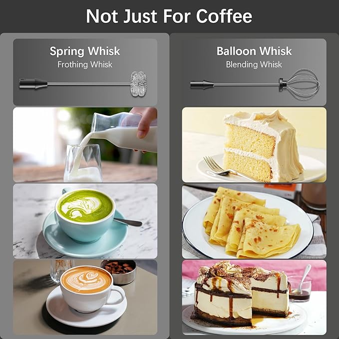 Rechargeable Milk Frother with Stand, Electric Frother Wand Handheld Coffee Foam Maker Detachable Stainless Steel Whisk Drink Mixer Foamer for Latte, Cappuccino, Hot Chocolate, Egg (Silver)