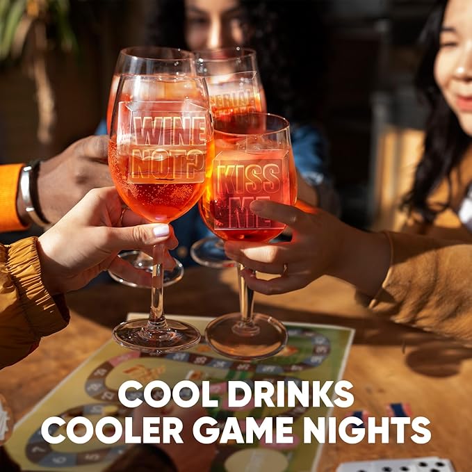 Berlinzo Premium Clear Ice Cube Maker with Conversation Ice Prints – 2 Large 2.1" Crystal Clear Ice Squares – Giftable Idea for Party, Game Night & Just for Fun – Includes Storage Bag (Non-Electric)