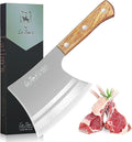 LA TIM'S Meat Cleaver Knife, 2 lb Heavy Duty Cleaver with Hand Forged High Carbon Steel, Butcher Knife for Chopping Bones, Solid Wood Handle