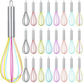Domensi 24 Pcs 8 Inch Whisks Bulk for Cooking Silicone Whisks Non Scratch Stainless Steel Wisks Coated Metal Heat Resistant Egg Beaters for Mothers Day Party Favor Gift Supplies