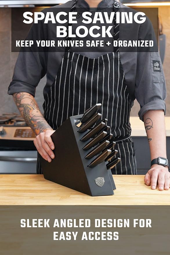 DALSTRONG 12-piece Professional Knife Block Set - Shadow Black Series - Black Titanium Nitride Coated - High-Carbon Stainless Steel Knife Set with Block - NSF Certified Premium Kitchen Set