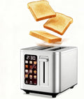 Touch Screen Toaster 2 Slice, Stainless Steel Toasters Digital Timer 2 Slot Toasters, 6 Shade Settings 6 Bread Types for Bagel,Defrost（304 Stainless Steel）