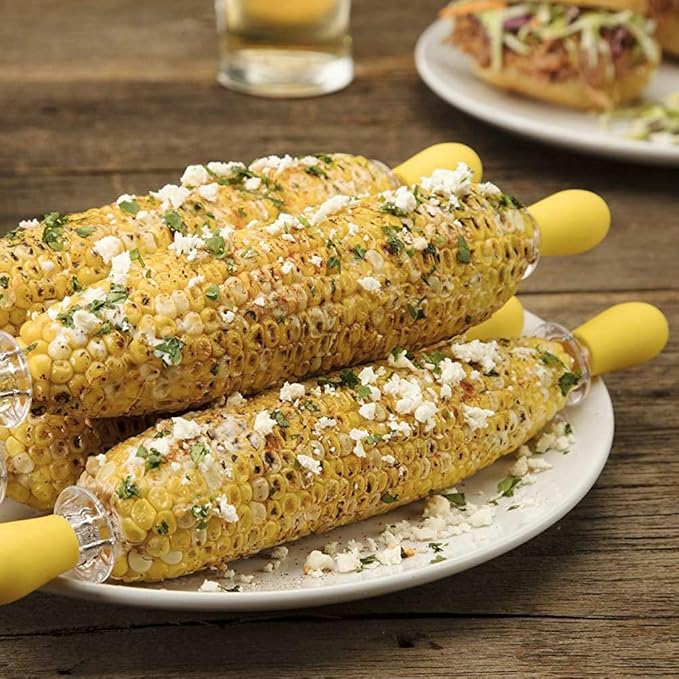 16Pcs/8 Pairs Yellow Corn Holders,PEOUWNES Stainless Steel Corn Cob Holders Corn on The Cob Skewers, Corn on The Grill, Interlocking Design Corn Skewers Forks for Home Cooking BBQ Parties Camping