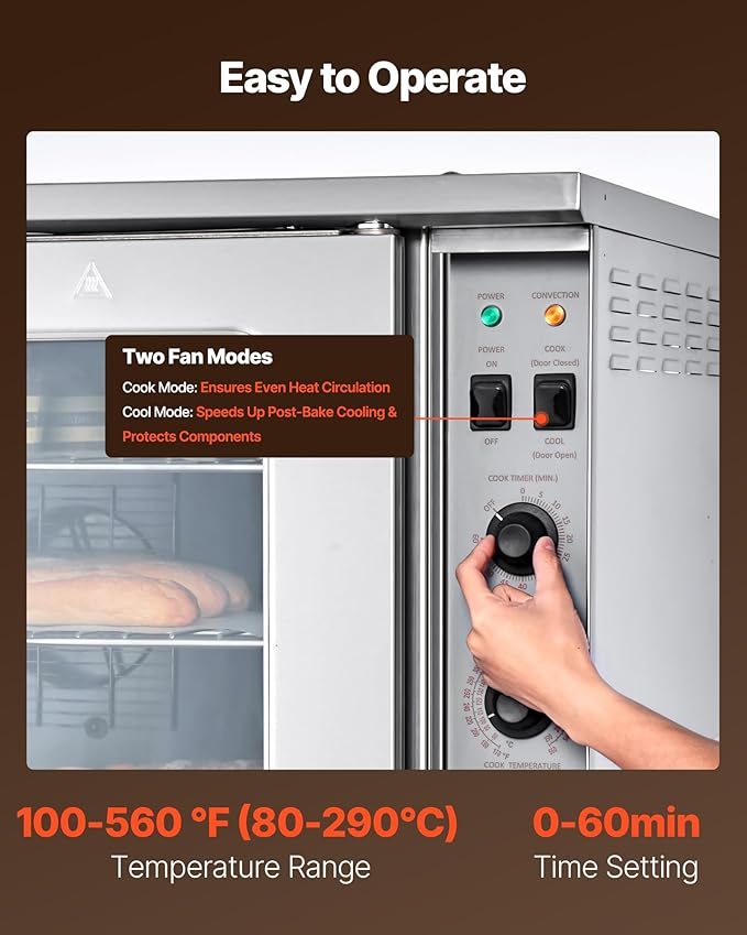 VEVOR Double Deck Gas Convection Oven, 14 cu.ft Full-Size Commercial Convection Oven, 40,000 BTU x 2 Powerful Burners, Natural Gas Commercial Ovens with Two Fan Modes, for Bakery, Restaurant & Kitchen