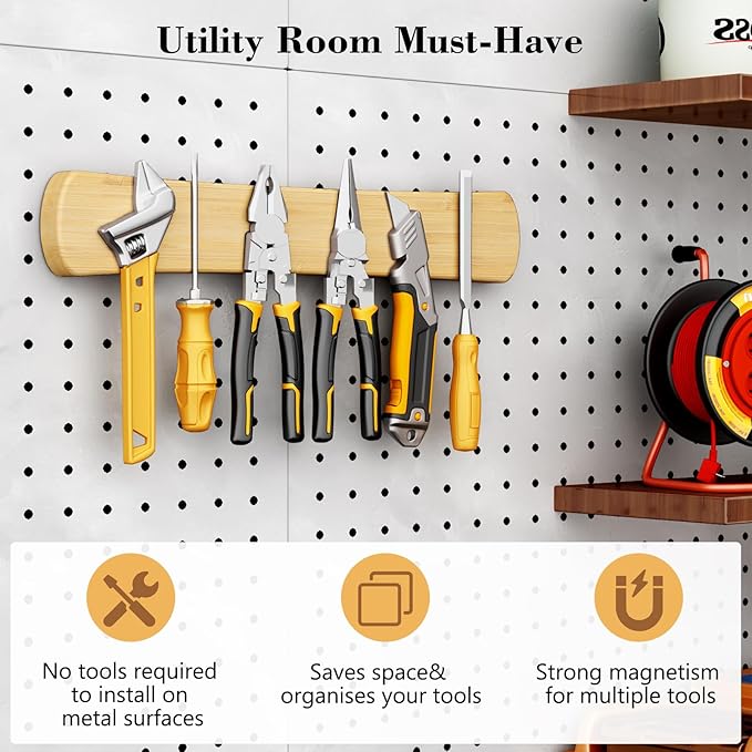 Magnetic Knife Holder for Wall, 12 Inch Bamboo Strong Magnetic Knife Strip, Small Kitchen Storage Space Savers, Rv Apartment Farmhouse Accessories Organizer, Housewarming Gifts for New Home