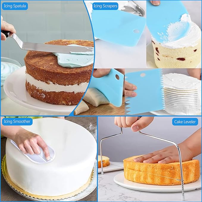 268PCS Cake Decorating Kit - Cake Decorating Tools with Cake Turntable, Piping Bags and Tips Set, 2 Icing Spatulas, 3 Cake Scraper, Russian Piping Kit - Baking Supplies for Beginners