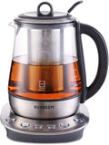 BUYDEEM K2423 Tea Maker, 316 Stainless Steel & Heat Resistant DURAN Glass Electric Kettle, 5 Temperature Settings, Removable Infuser, Auto Keep Warm, 1.2L