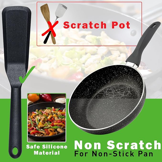 Eggssentials Pack of 2, Egg Spatula - Non-Stick, High Heat Resistant Kitchen Tools for Panckes, Eggs, Baking, Cooking, and Mixing - Black Egg Spatula