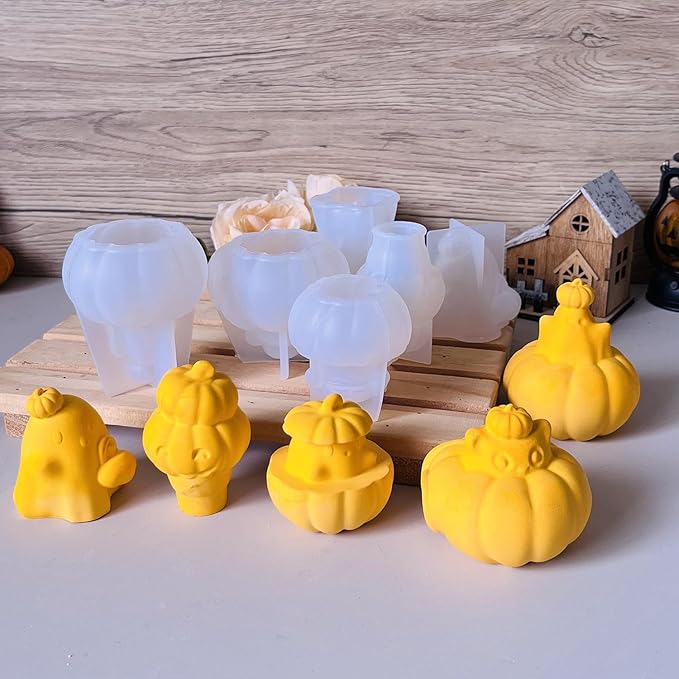 2Pcs Halloween Resin Silicone Mold, Ghost Pumpkin Epoxy Silicone Molds for Resin Casting Party Autumn Decor (Halloween A)