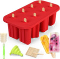 Popsicles Molds, 8-Cavity Silicone Popsicle Molds with 50 Sticks, BPA-Free Ice Pop Mold Popsicle Maker with Funnel & Cleaning Brush for Kids Adult Teens